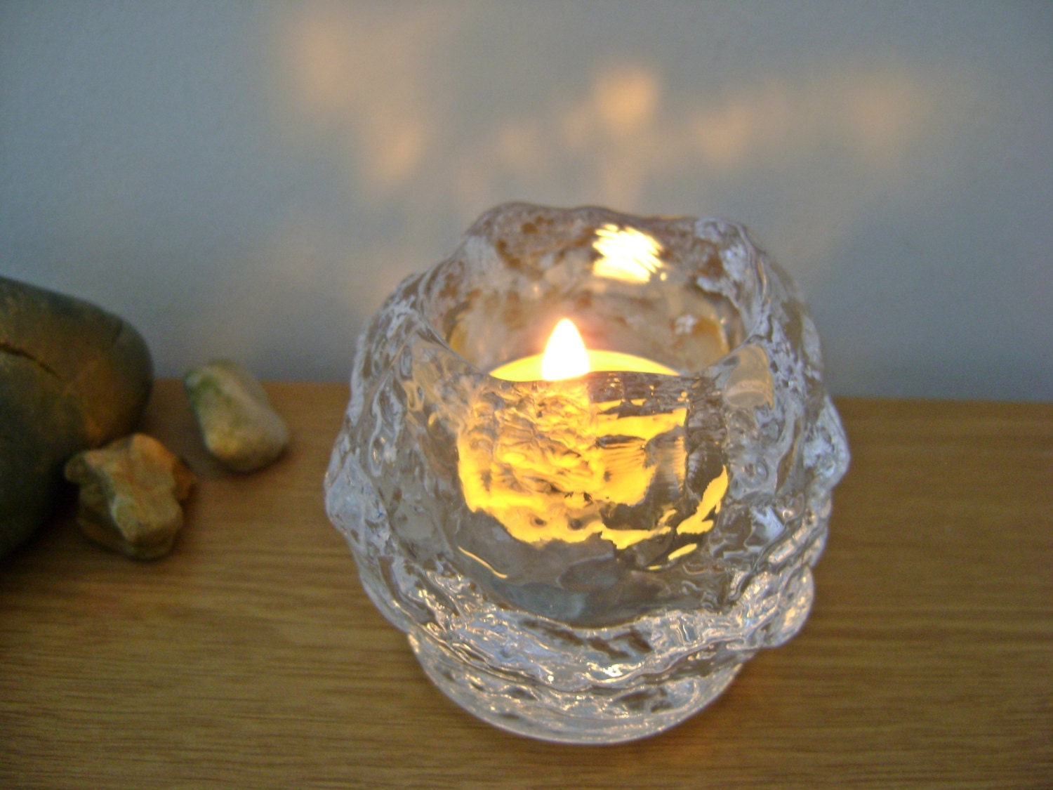 Kosta Boda Snowball Glass Tea light Holder by AntiquitiesVintageUK