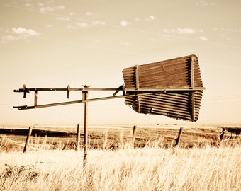Landscape Photography, weather vane, prairie, whimsical, neutral, rustic, folk art, primitive, Country Home Decor, Fine Art Print