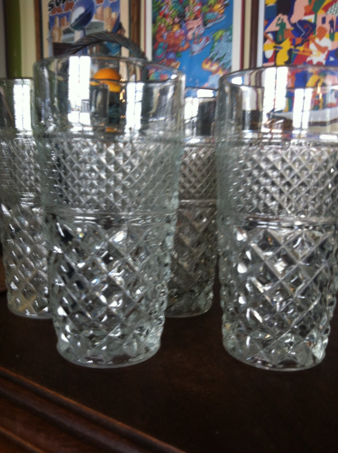 Vintage Anchor Hocking Wexford Glassware Tumblers Large Set 1970