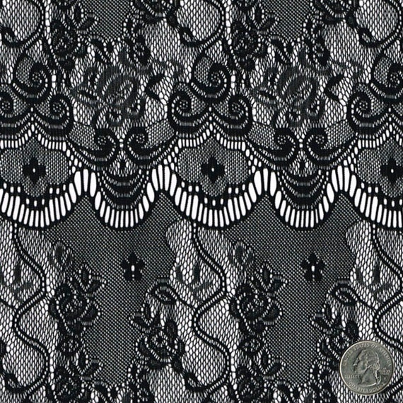Black Border Lace Vintage Lace Fabric by the Yard for Bridal