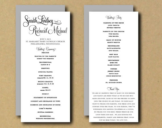 Diy Square Wedding Program Template