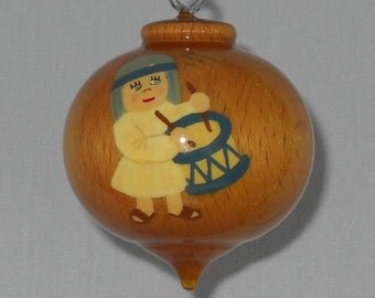 Little Drummer Boy Christmas Ornament, Blue and Cream, WBO-25