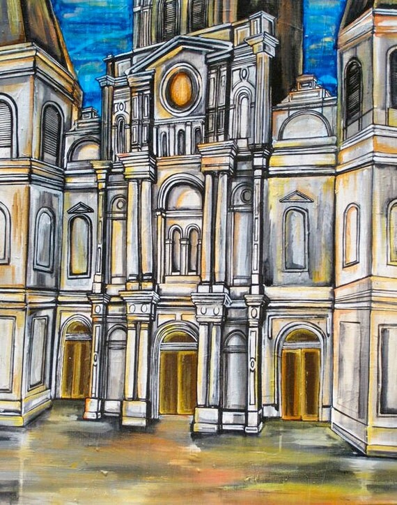 Abstract Art of New Orleans Catholic Church St. by MCRomagueraArt