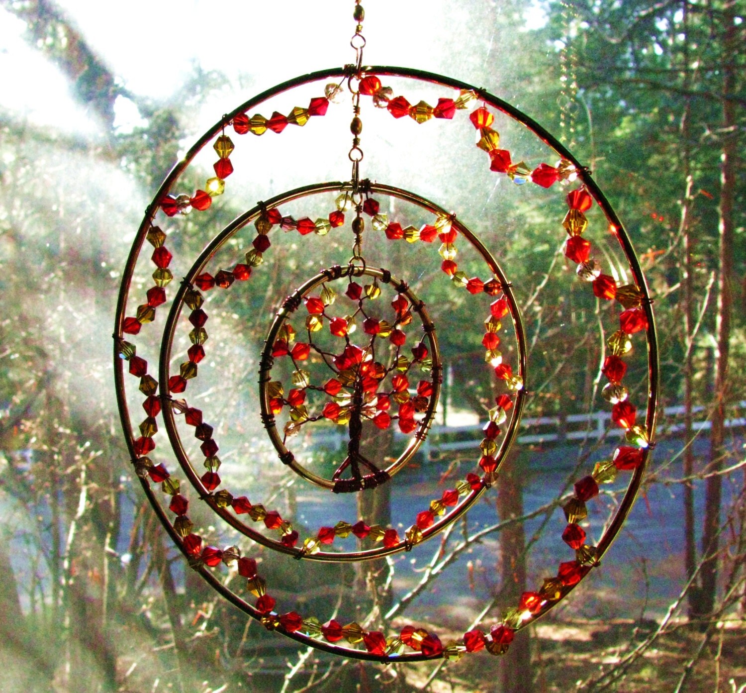 Fire Tree of Life Sun Catcher Triple Ring
