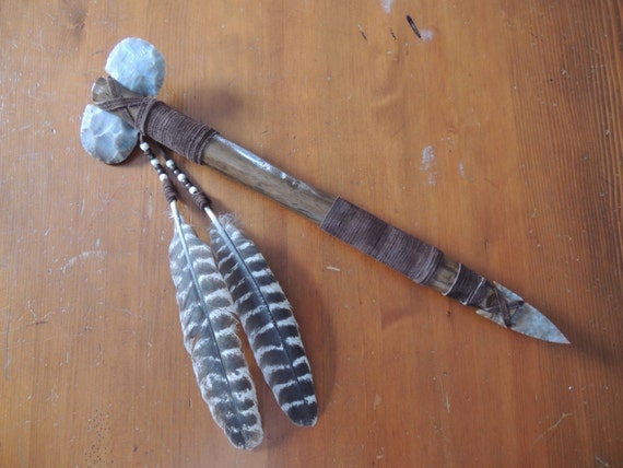 Native American Tomahawk War Club With Spearhead