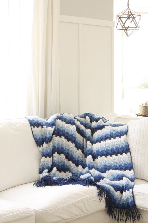 Shades of Blue ombre Blanket by HeyOyster on Etsy