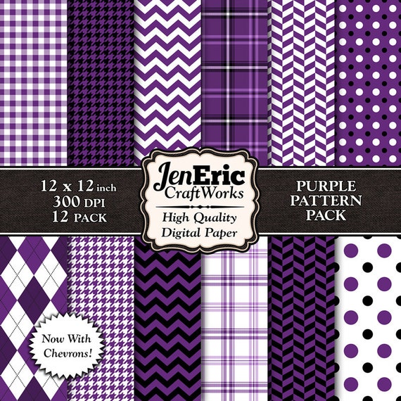 Purple Digital Paper Pack Printable Purple Patterns Digital