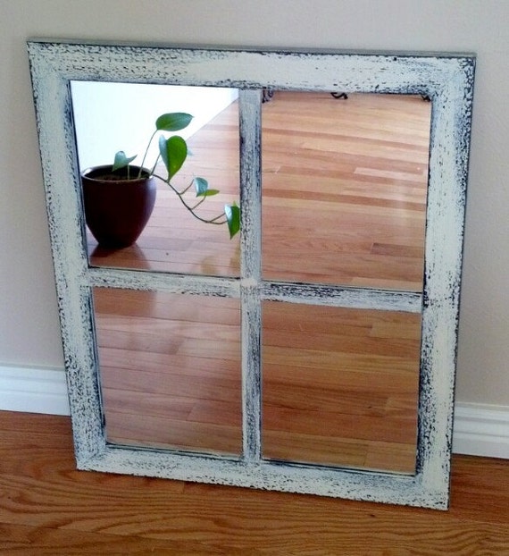 Window Pane Distressed Mirror by twilltradE on Etsy