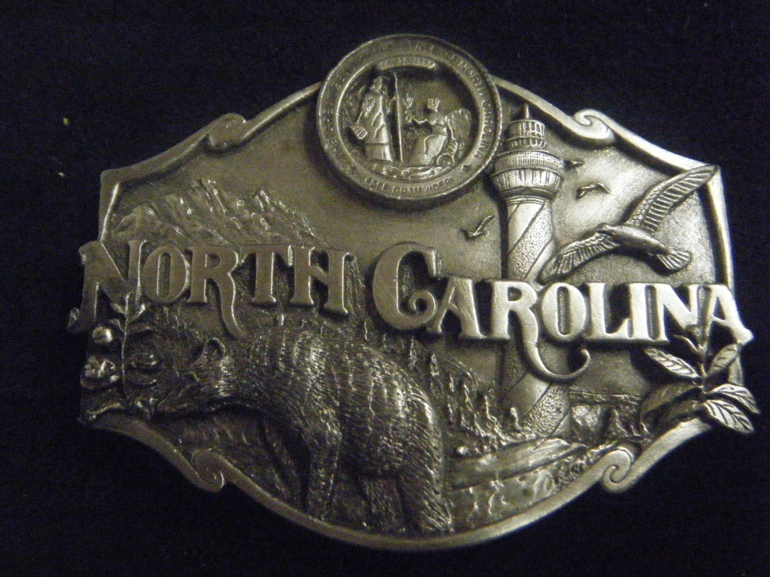 Vintage North Carolina Belt Buckle by BeltBuckleQueen on Etsy