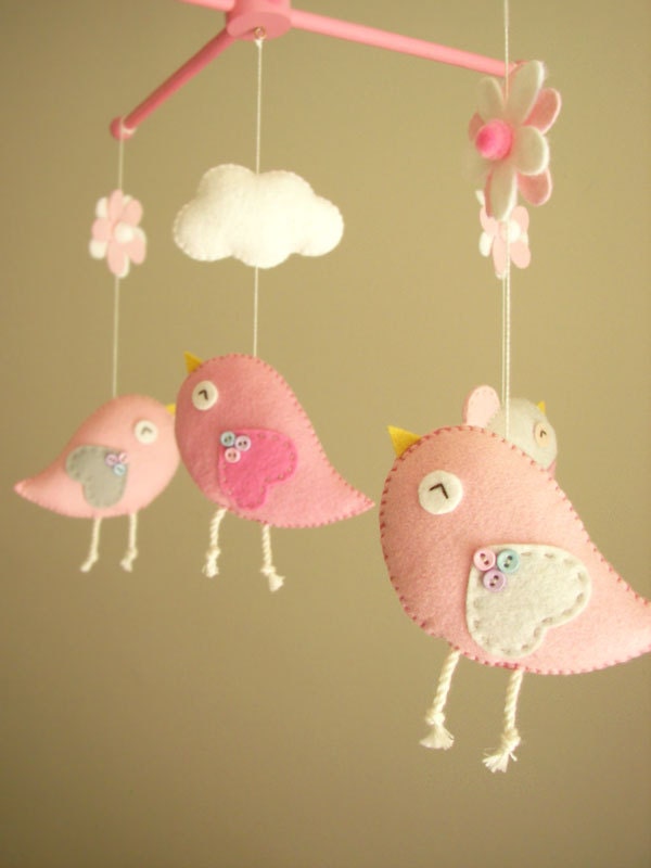 Baby crib mobile Bird mobile felt mobile nursery mobile