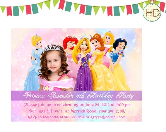 Disney Princess Invitation with Photo Princess by HDInvitations