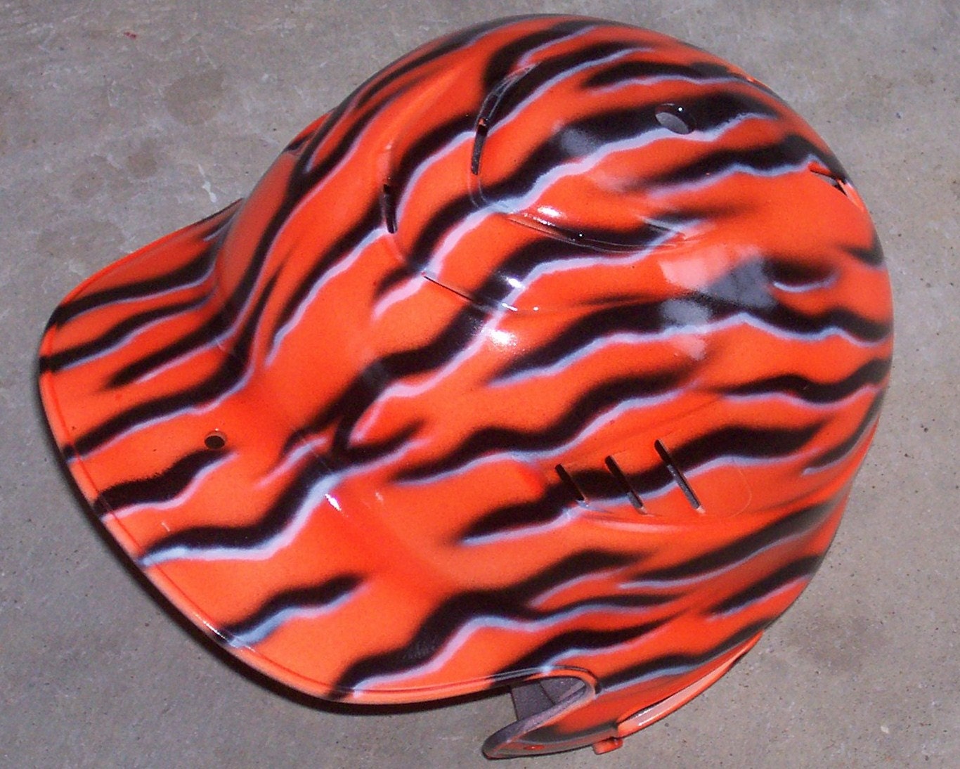Softball Batting Helmet Orange Tiger striped Airbrushed
