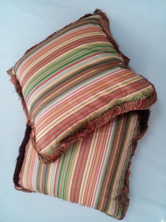 Items similar to Sale! Fun multicolored striped throw pillow set on Etsy