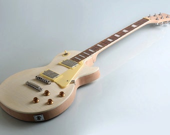 DIY Electric Guitar Kit Set In Neck Solid Mahogany Body Flamed Maple Veneer GK004