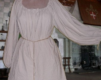 FREE SHIP Renaissance Undergown Medieval Chemise SCA Garb White Cotton Muslin lxl