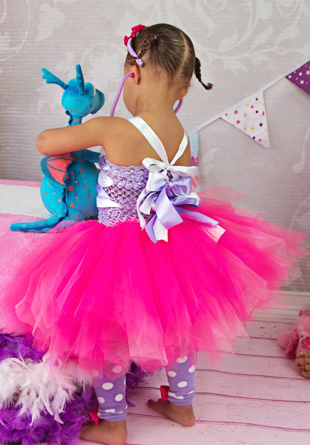 Doc Mcstuffins Inspired Leg Warmers Purple polka dot Leg