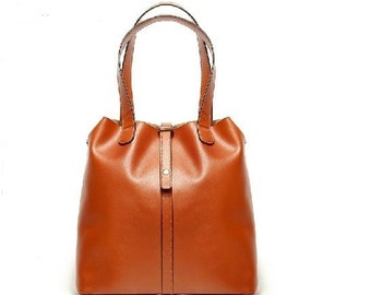 Items similar to Coffee brown Leather Tote/shoulder bag/hand bag ...