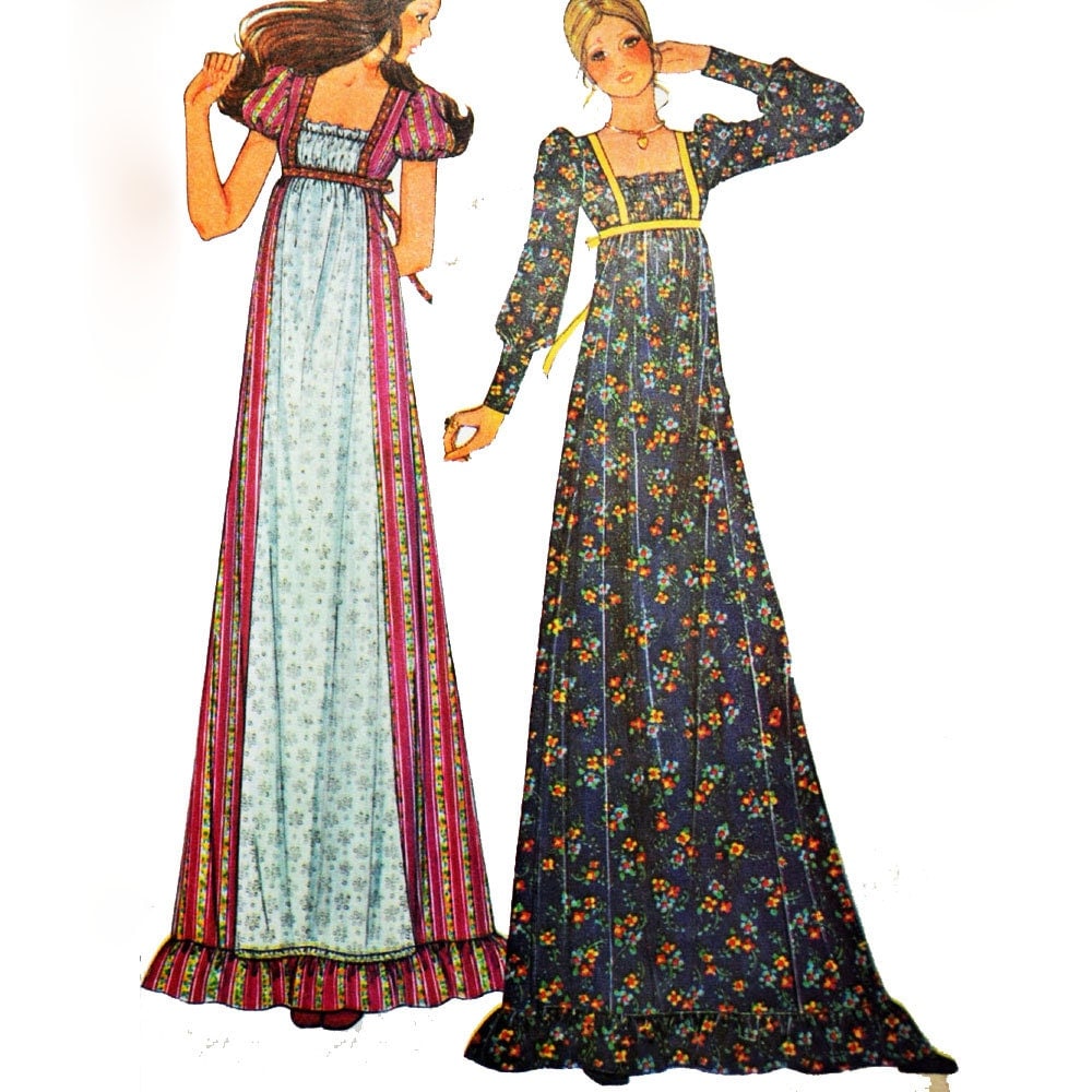 Vintage 70s Maxi Dress Pattern McCalls 3898 Bohemian Party