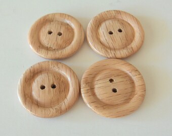 Wooden buttons, Handmade, Oak, 1 1/2" diameter