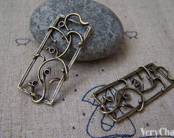 3223WH ANTIQUED .925 STERLING SILVER PLATED HILL TRIBE W/HANG HOLE - 6 Pcs
