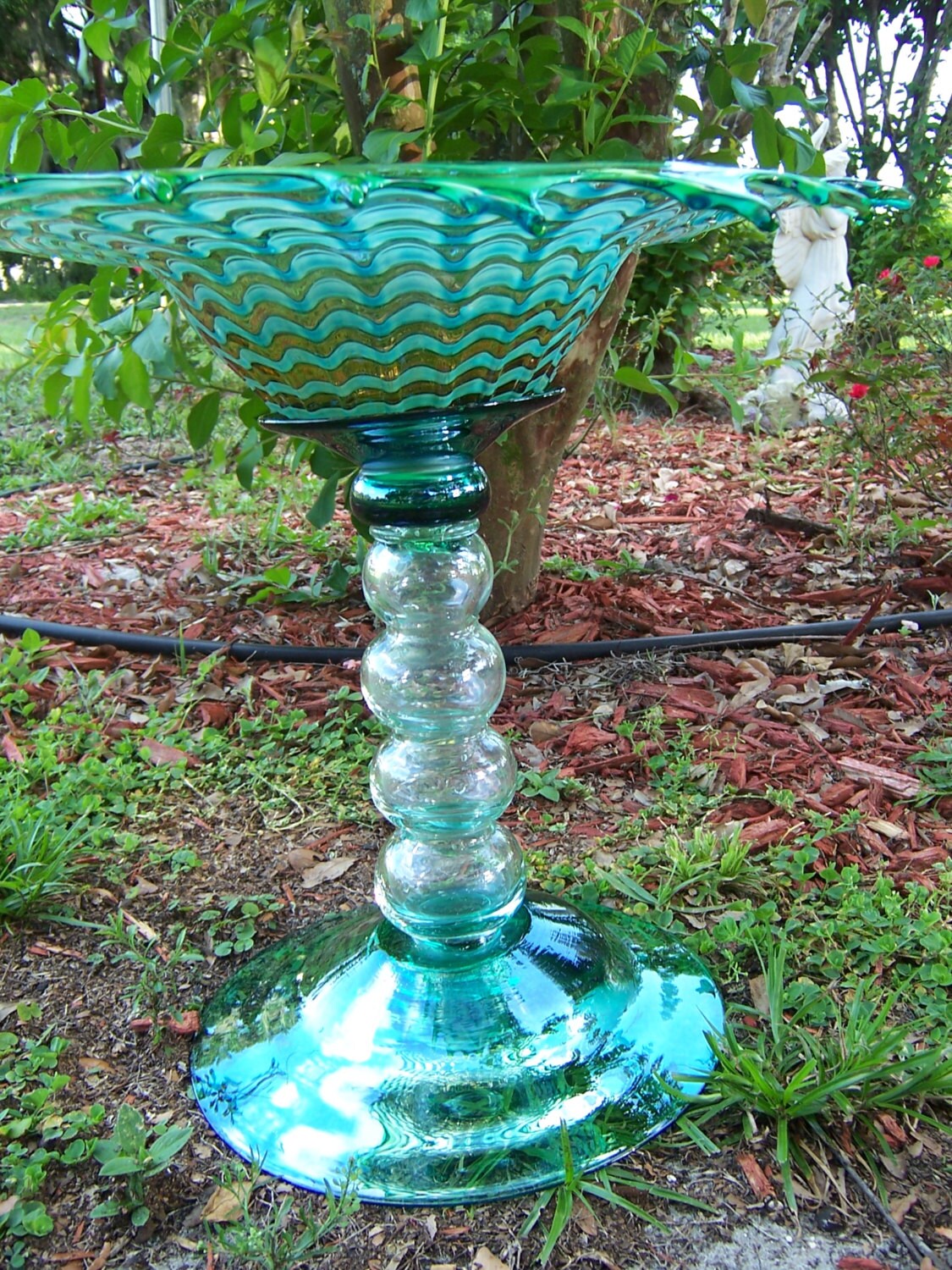 Handblown Glass Birdbath