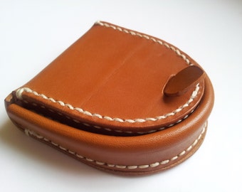 Handmade Hoof Style Leather coin purse / case / bag / box - Hand stitched
