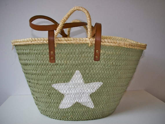 Bag Straw Bag with leather straps Tote bag Beach Bag