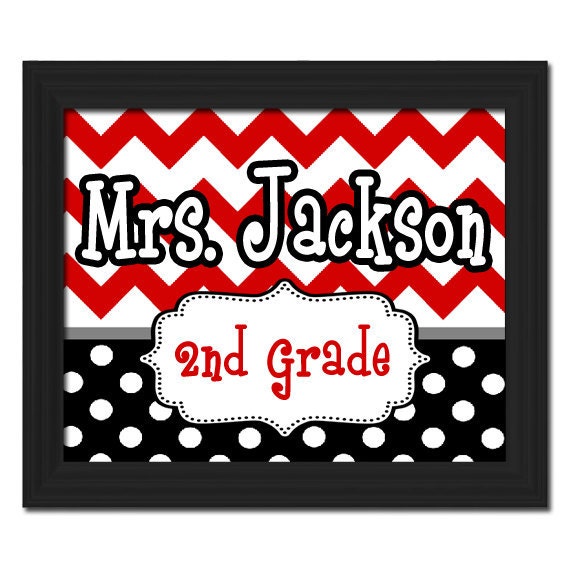 Teacher Name Sign Custom Gift Appreciation Grade by TeacherSigns