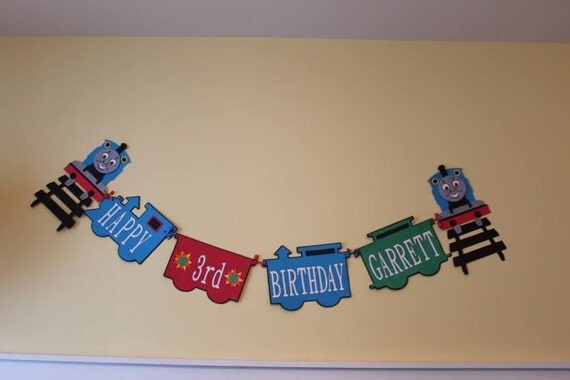 Personalized Thomas the Train/ tank engine birthday banner.