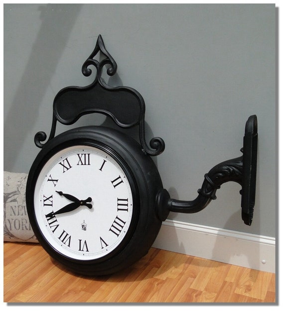 Old Street Town Clock Wall Mounted Custom Painted Antique