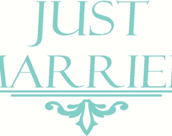 Just Married Car Decal with Graphic Wall Decal Wedding Gift Bridal Gift