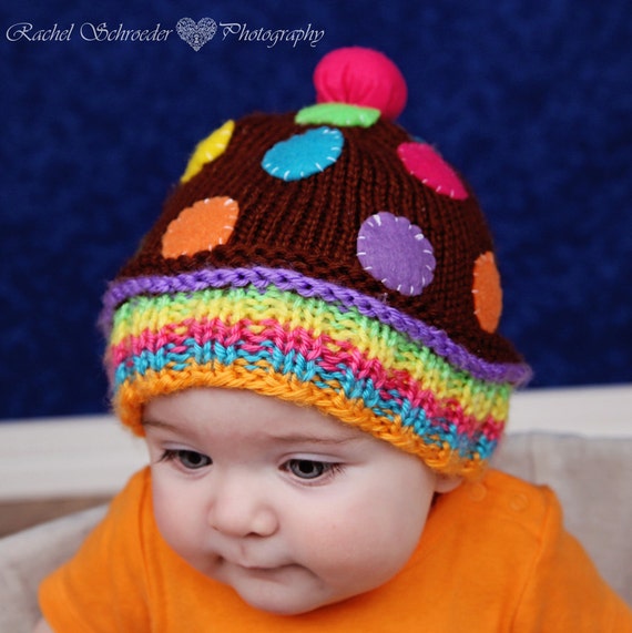 Knit Colorful Hat for girls Baby Hat Toddler by NinisHandmades