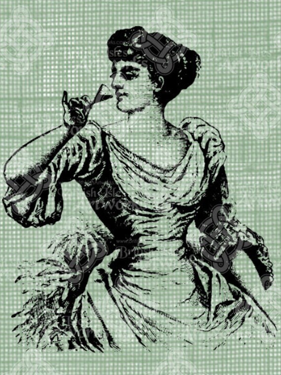 Digital Download Victorian Lady Drinking Antique