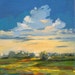 oil painting landscape painting, original oil, "Abundant", 100% charity donation, canvas, stretched, 8x10 clouds, field, blue, yellow