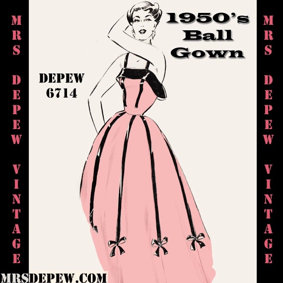 Vintage Sewing Pattern 1950's Ball Gown in Any Size - PLUS Size ...