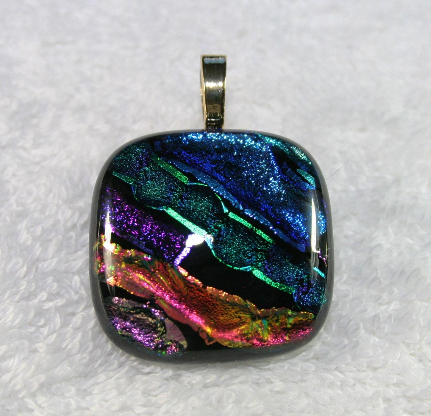 Cremation Jewelry with Ashes Mosaic Glass Fused Pendant