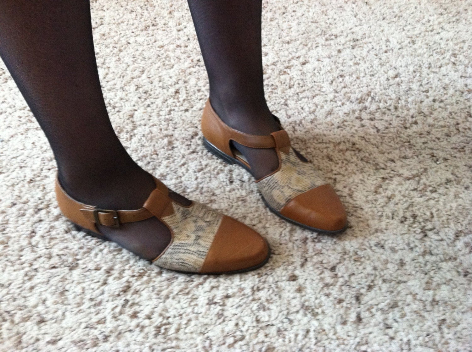 brown leather mary jane flats