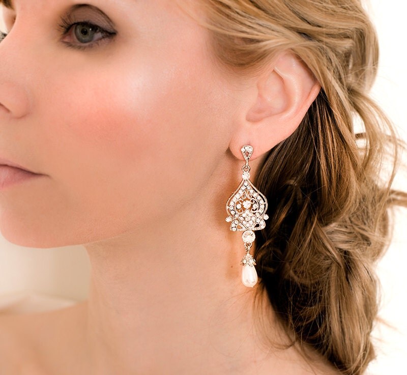 Bridal Pearl Earrings Pearl Chandelier Earrings Wedding