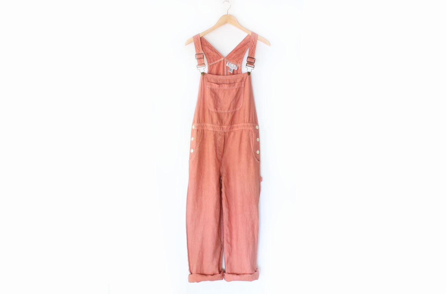 80s Dusty Pink Painters Overalls Vintage Linen Pink Bib