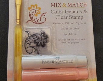 Faber Castell Gelatos - Neutrals - New Set of 4 with Clear Stamp & Brush - FREE Shipping