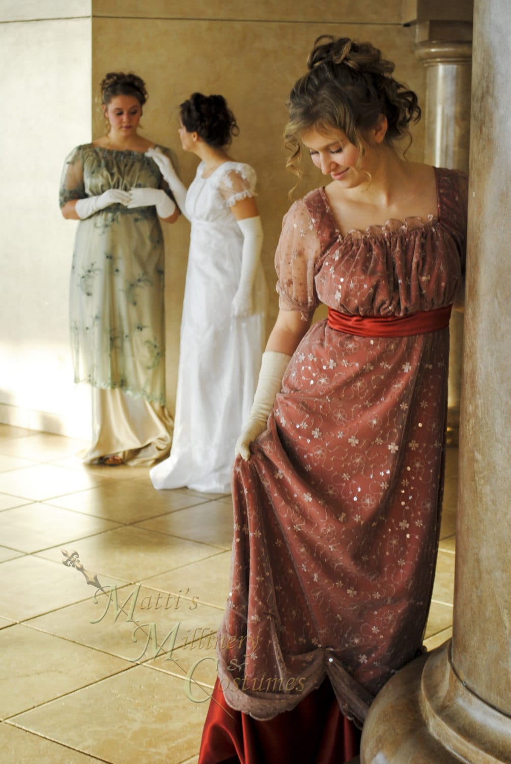 Copper Regency Jane Austen Ball Gown Empire Formal Dress With 