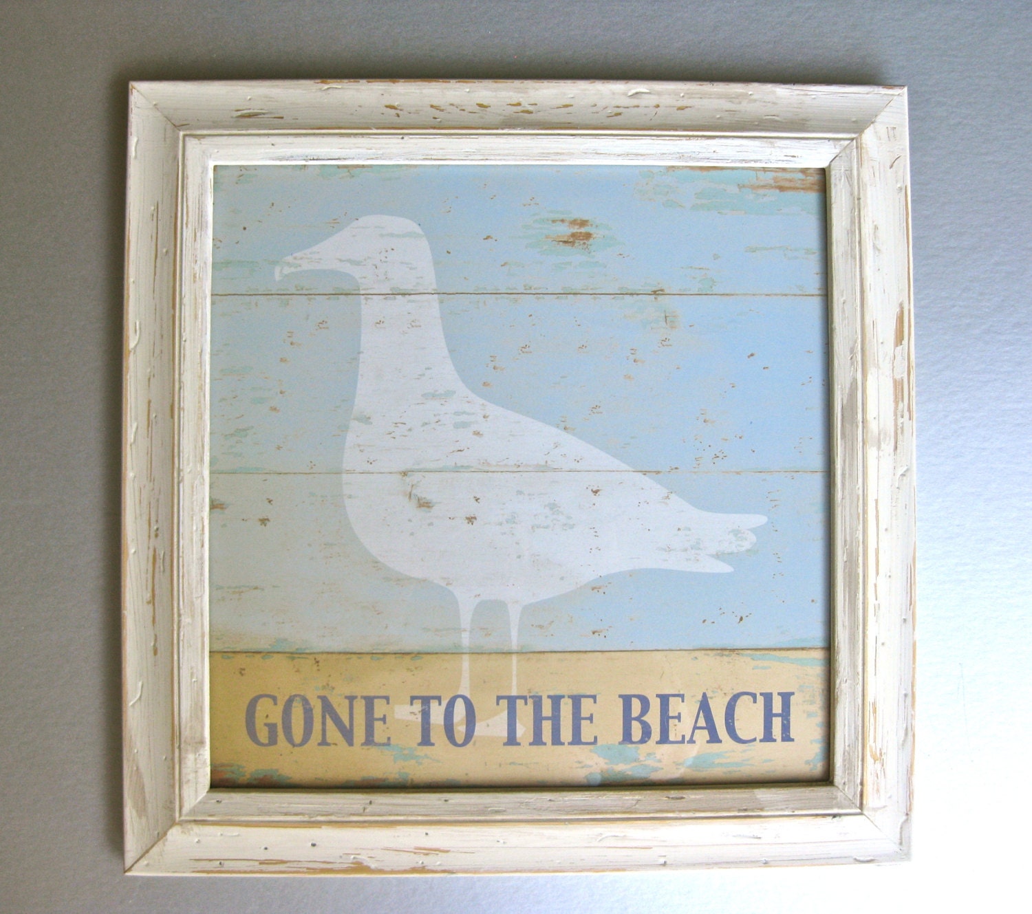 Pelican Wall Art Beach Art Wood Frame Beach Cottage Beach