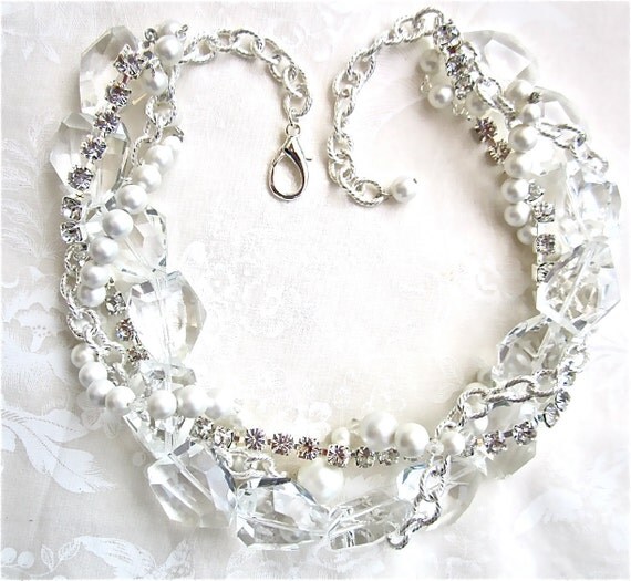 pearl and rhinestone wedding necklace