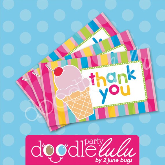 INSTANT DOWNLOAD DIY Printable Ice Cream Party Favor Tags - 2 Versions/Designs from Doodlelulu by 2 june bugs Il_570xn