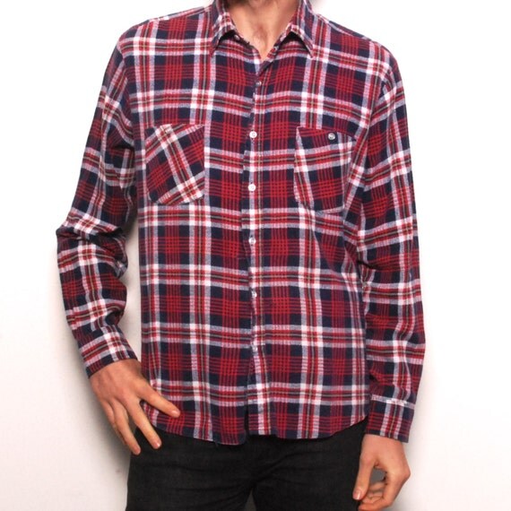 GRUNGE soft cotton 90s plaid FLANNEL made in USA