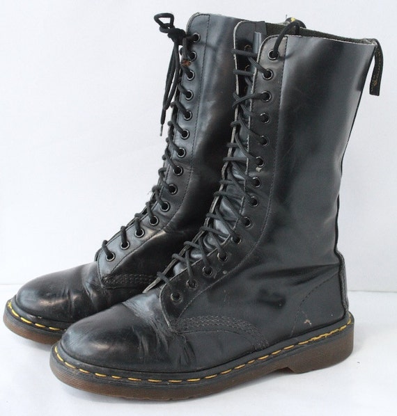 Doc Martens 14 hole Boots in Black // Rare by TrueValueVintage