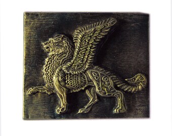 Winged Lion Stone Sculpture Wall Plaque, Italian Home Decor Gift for Him, Venice Lion, Italy St Mark Lion, Venice Art