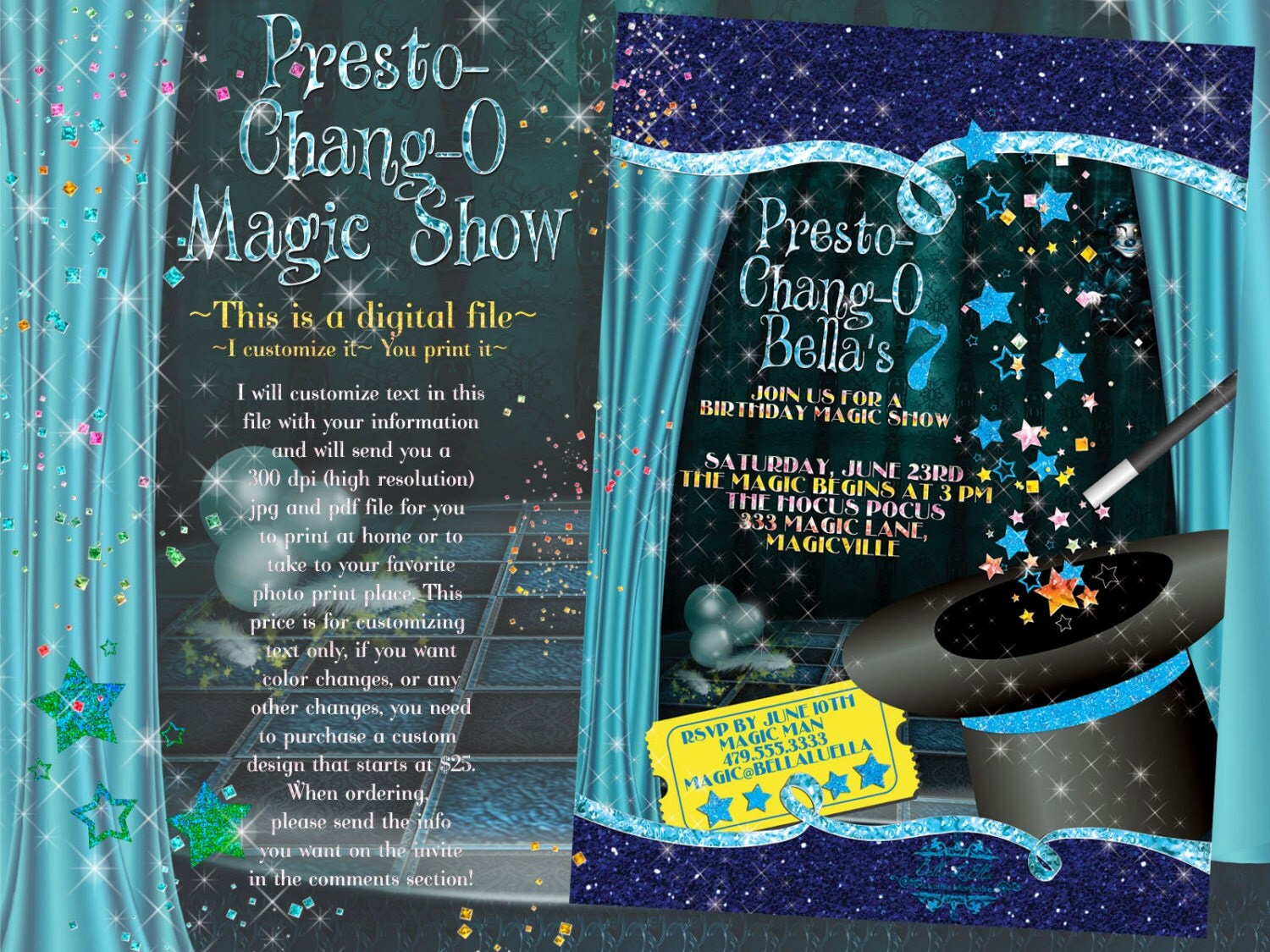 Magic Show Invitation Magic Show Party Party Invitations