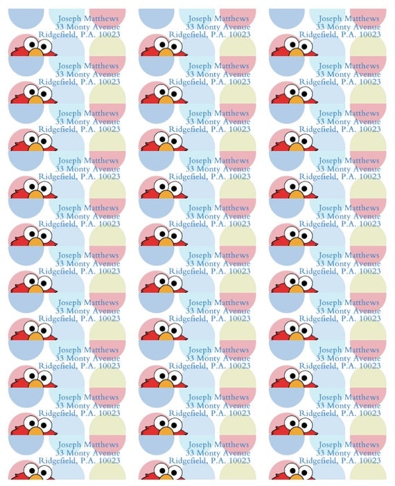 Elmo return address labels DIY print elmo labels elmo party