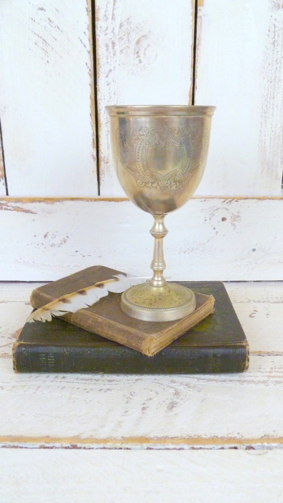 Large vintage silver plated chalice cup goblet